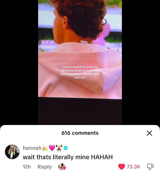 Love Island USA’s Hannah Shocked to See Nic Wearing Her Missing Sweatshirt