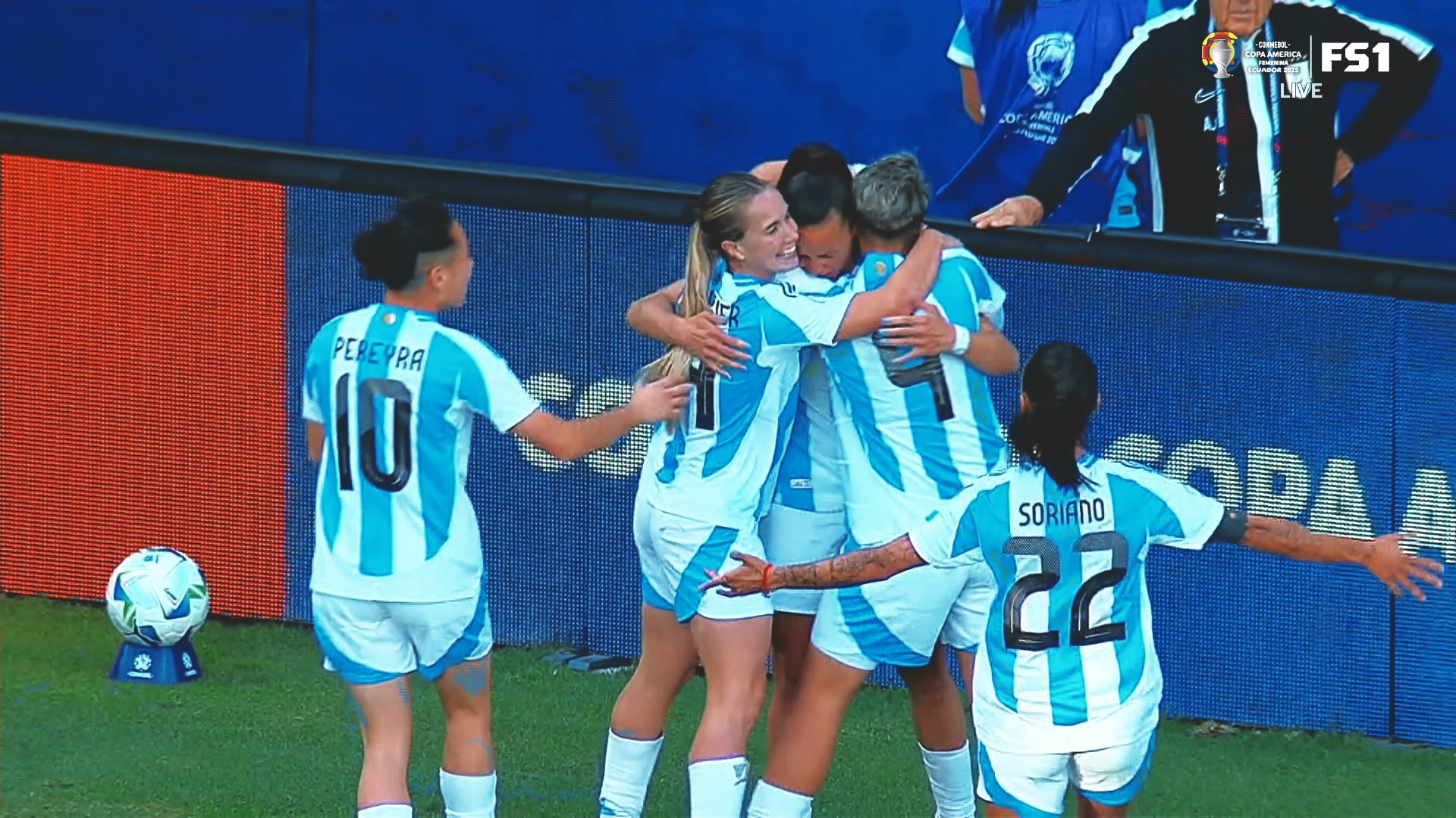 Florencia Bonsegundo scores to give Argentina a 1-0 lead over Uruguay
